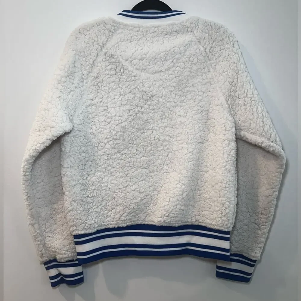 New Era New York Giants Cream Athletic Sherpa Full-Zip Bomber Jacket Women’s Med - Picture 6 of 13